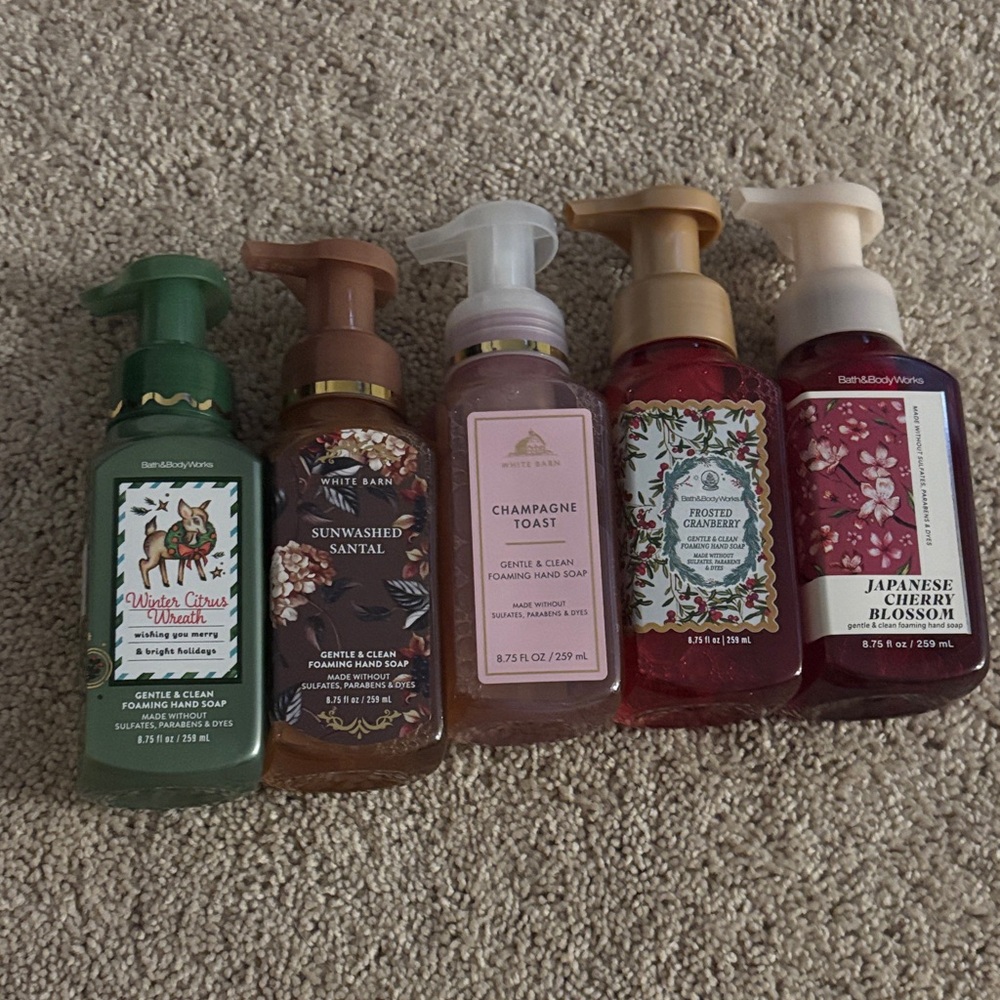 Bath & Body Works Hand Soap Set - Green, Brown, Pink, Red